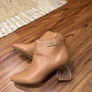 BCBGeneration Tan Ankle Boots with Clear Heel
